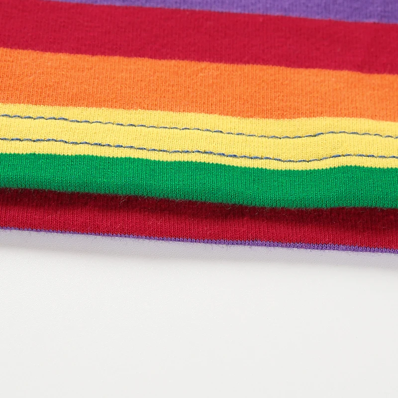 12Sweetown Long Sleeve Crop Top Tshirt Women Korean Style Rainbow Striped T-Shirt Turtleneck Autumn Winter 2018 Harajuku T Shirt