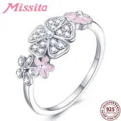 MISSITA цветок серии Вишневый цветок кольца для женщин 925 стерлингового серебра свадебный подарок с цирконом бренд ювелирные изделия Mujer
