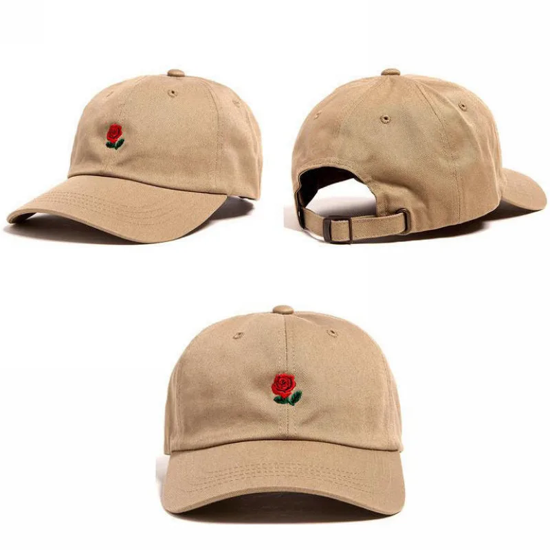 Хип-хоп 5 цветов шляпа с вышивкой розы Бейсболки Регулируемая женская модная шляпа от солнца