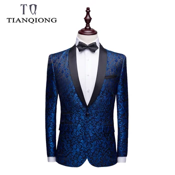 

Blazer Men 2019 Brand Mens Shawl Collar Black Mens Floral Blazer Slim Fit Casual Suit Jacket Prom Party Blazers Man Coat