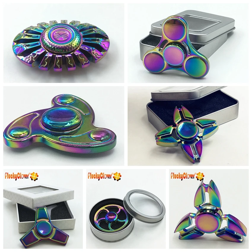 TRU TOYS Rainbow Gyro Crab Four Side Hand Fidget Spinner Long Time Rotation  Hand Ninja Spinner Stress Relieve EDC Toys - Multicolor