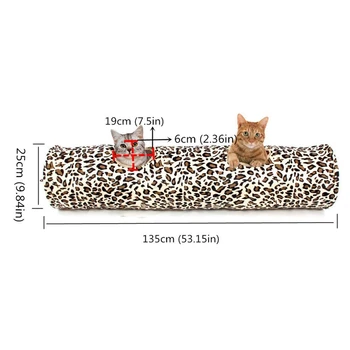 

Leopard Cat Tunnel, Cat Dog Tunnel Indoor Pet Up Tube 2 Holes for Cats,Small Dogs,Rabbit,Kitten,Puppy
