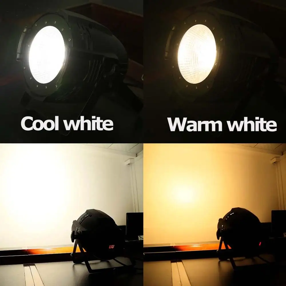 200W LED Stage Par Light COB Cool & Warm White 2 in1 PAR64 DMX DJ Lighting