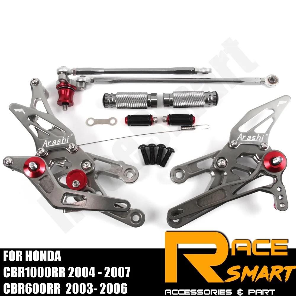 

FOR HONDA CBR1000RR 2004 2005 2006 2007 1000RR Rear Footrests Foot Rest Pegs Pedal Motorcycle Accessories CNC Adjustable Rearset
