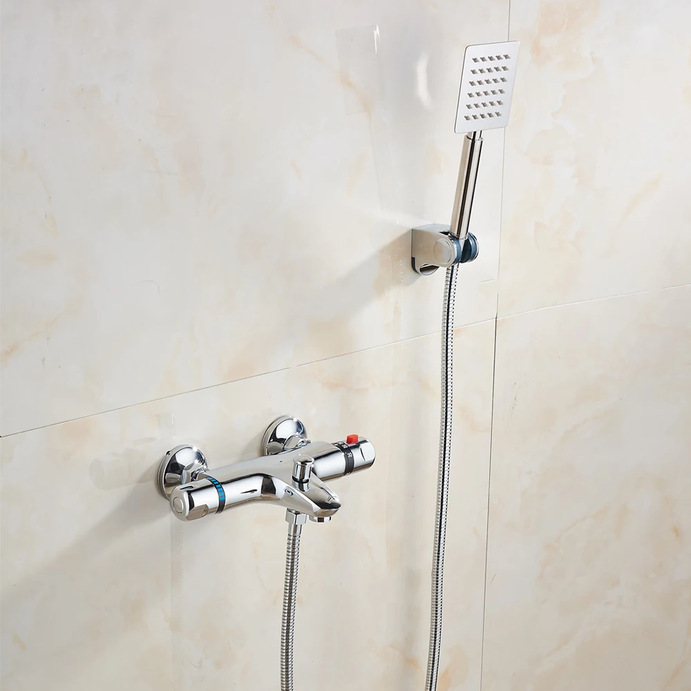 Thermostatic Bath faucet With Hand Shower Wall Mounted Bathtub Faucets