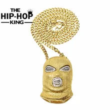 CSGO Collar Colgante Para Hombre de Hip Hop Estilo Punky de la Aleación de Plata Chapado En Oro Cadena Cubana Máscara Head Charm Colgante de Alta Calidad