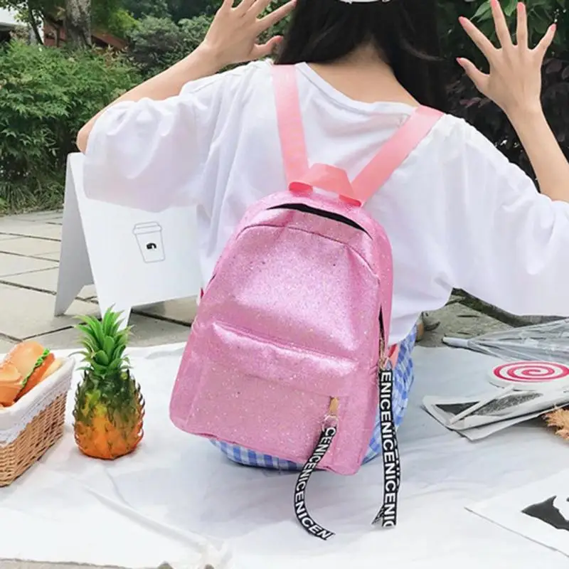 

Women Glitter Sequins PU Leather Backpacks Girls Preppy Travel School Bag Shoulder Bag Women's Shinning Backpack