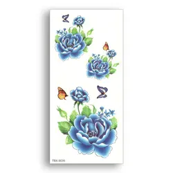 Поддельные водонепроницаемый временные Arm Переводные водяные татуировки синий цветок наклейка Бабочка девушка Для женщин пикантные