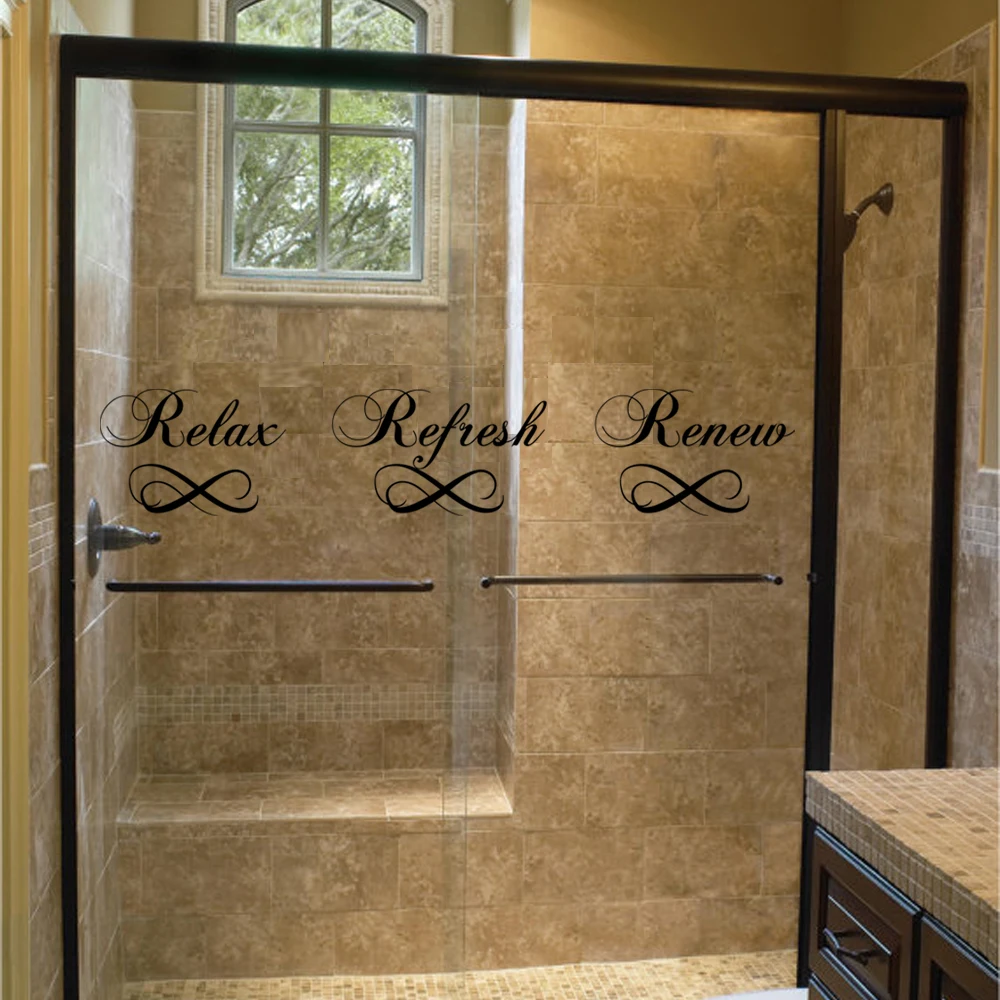 Bathroom Wall Decal Bathroom Sticker Relax Refresh Renew Vinyl Bath