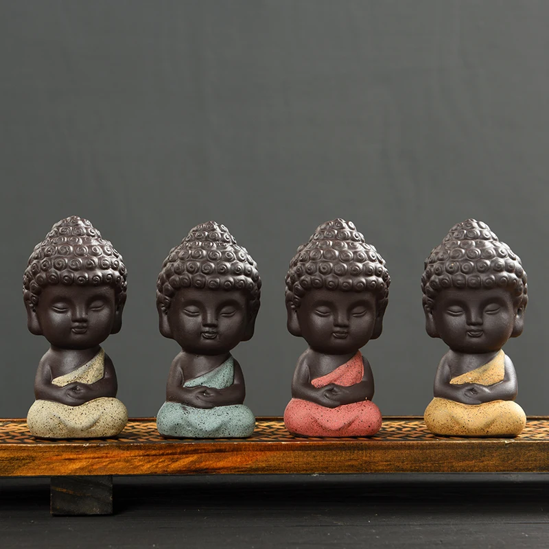 

Home Decoration Tea Set Cute Small Buddha Statue Monk Figurine Mandala Tea Pet Resin Crafts Decorative Ornaments Grafts K021