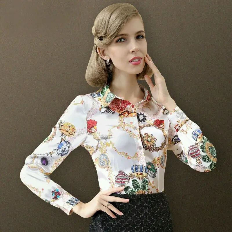 satin print blouse