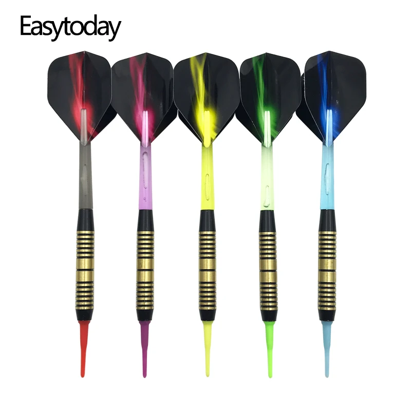 Easytoday 5Pcs/set Standard Soft Tip Darts Professional Plastic Shafts