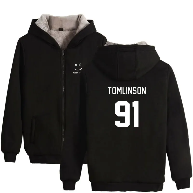 Frdun Tommy England Singer Louis Tomlinson 91 Print Fashion Thicker Hoodie Sweatshirt Zipper Sweatshirt Winter Warm Clothes