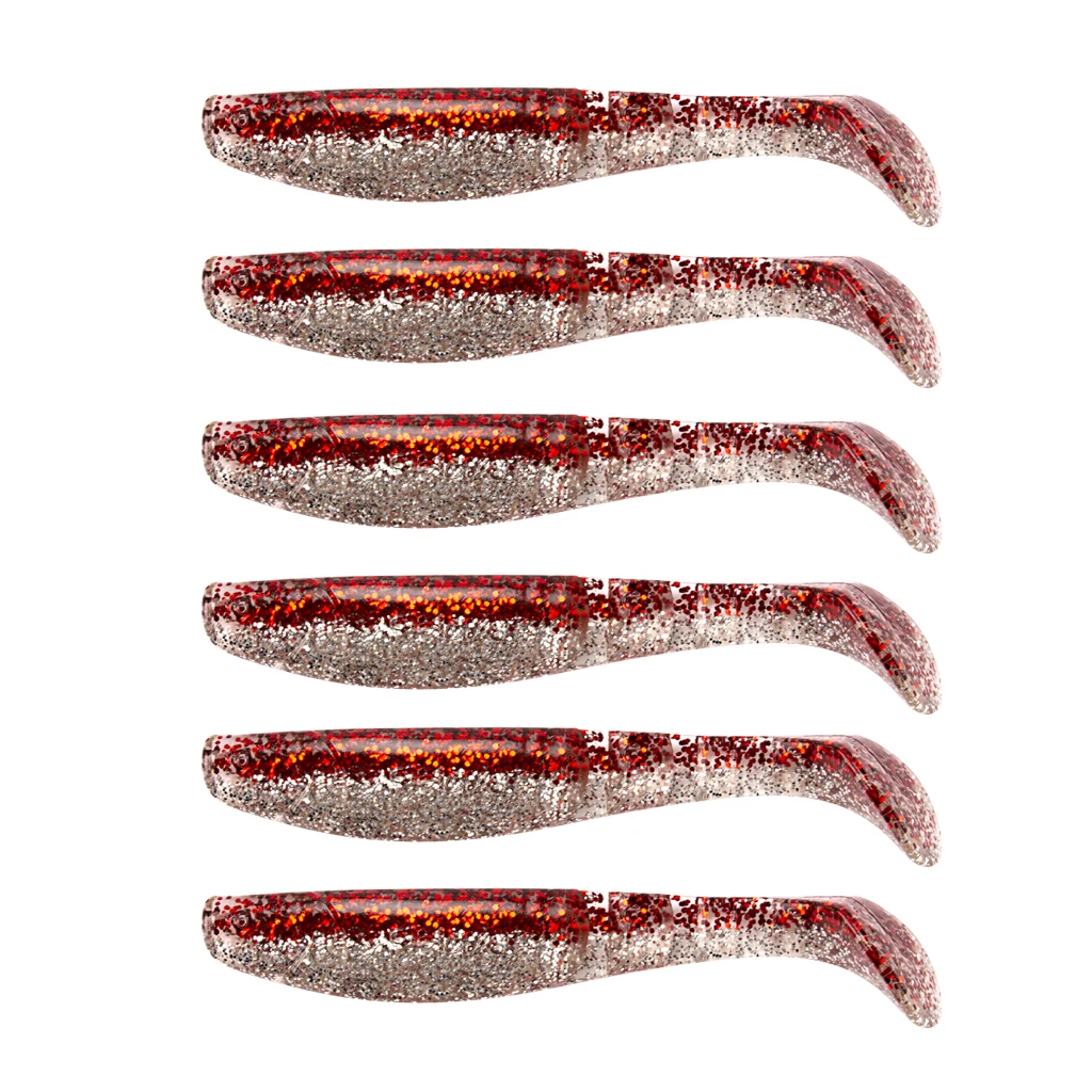6pcs Swimbaits Minnow/Shad Paddle Tail Worms Soft Fishing Lures Baits for Saltwater and Freshwater Bass Trout Walleye Lure