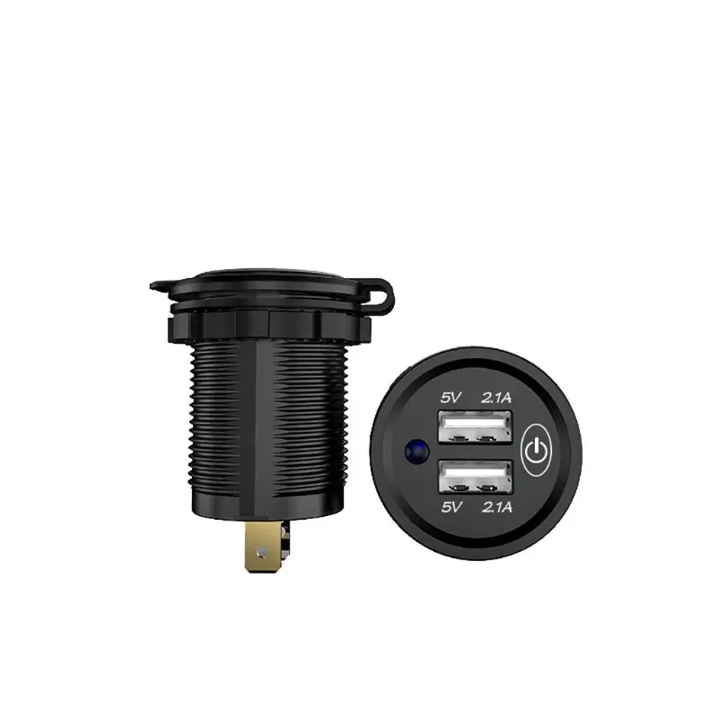 Универсальный 12 V-24 V светодиодный мотоцикл 2.1A Dual USB Зарядное устройство Мощность адаптер розетка с защитой штекеров с сенсорным переключателем для мобильного телефона gps