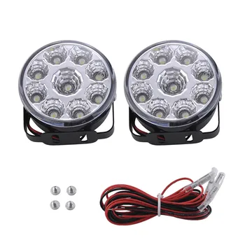 

2Pcs DRL 12V 9 LED Round Daytime Running Light White Car Fog Light Day Driving Lamp Car for Motorcycle Bike Truck Van SUV ATV