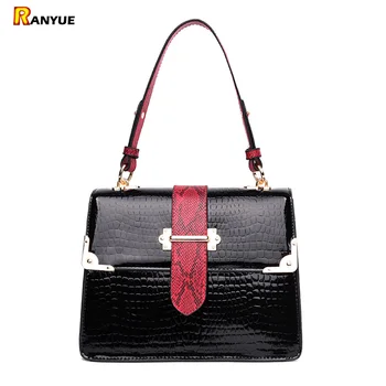 

Designer Luxury Brand Shoulder Bags Women Bag Crocodile Women Messenger Bags Ladies Patent Leather Tote Sac Femme Handbags Black