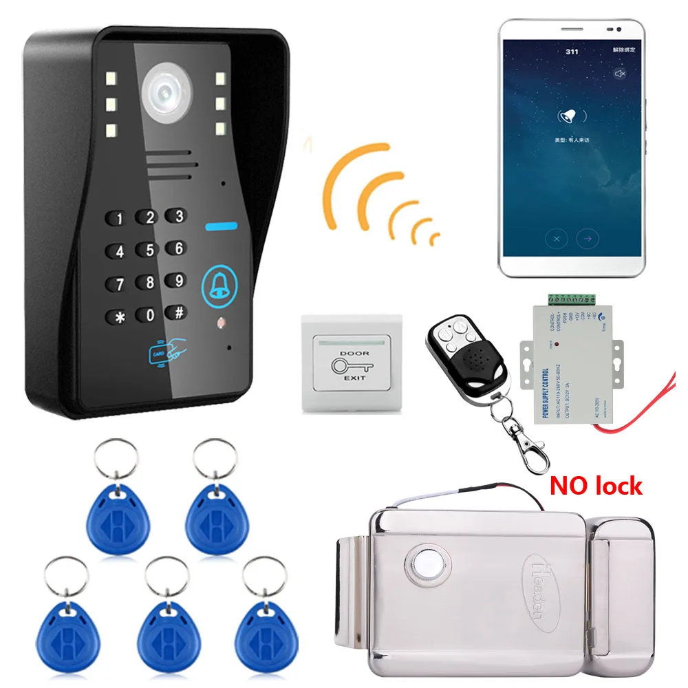 720P беспроводной wifi RFID пароль видео дверной звонок Домофон Система ночного видения+ электронный дверной замок+ водонепроницаемый доступ