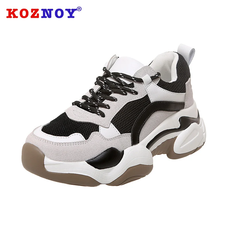 

Koznoy Sneakers Women Spring Autumn Muffin Bottom Dropshipping Fashion Thick Bottom Breathable High Heel Leisure Women Shoes