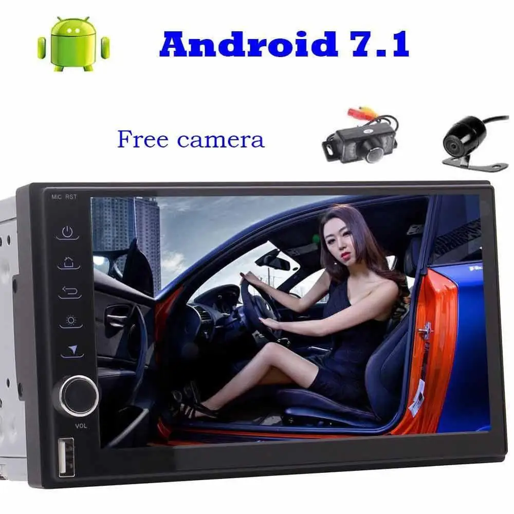 

Front & Backup Camera Android 7.1 Car NO DVD Player 2Din Car Stereo with GPS Navigation In Dash Bluetooth WiFi AM FM Radio Audio