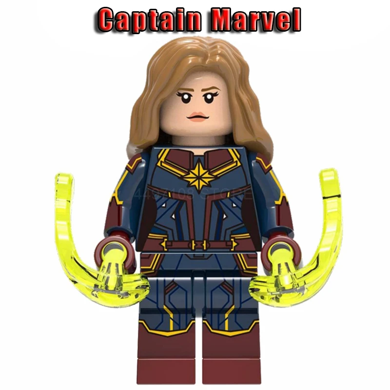 Марвел Капитан набор фильм marvel фигурки супер герои Блоки Игрушки DC Shazam пожарная шторма Мстители эндмейд Железный человек Халк танос игрушка - Цвет: Captain Marvel