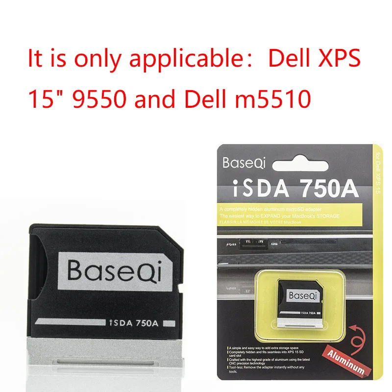 BaseQi алюминиевый Ниндзя Стелс-Драйв мини-накопитель TF карта адаптер для Dell XPS 13 "и XPS 15"