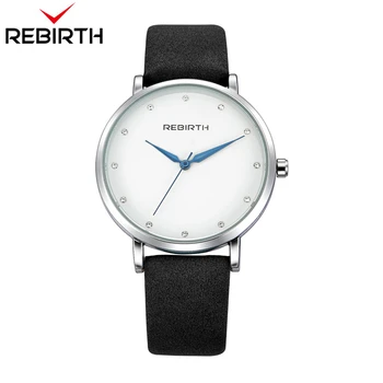 

REBIRTH Quartz Analog Women Watches Business Leather Lady Watch for Woman Dress Simple Bracelet Watch Reloj Mujer with box