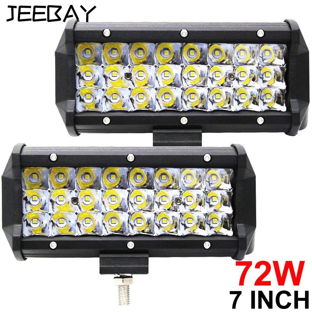 7 Inch 72W Led Work Light Led Beams 4x4 Led Bar Offroad Car Accessorie Flood Spot