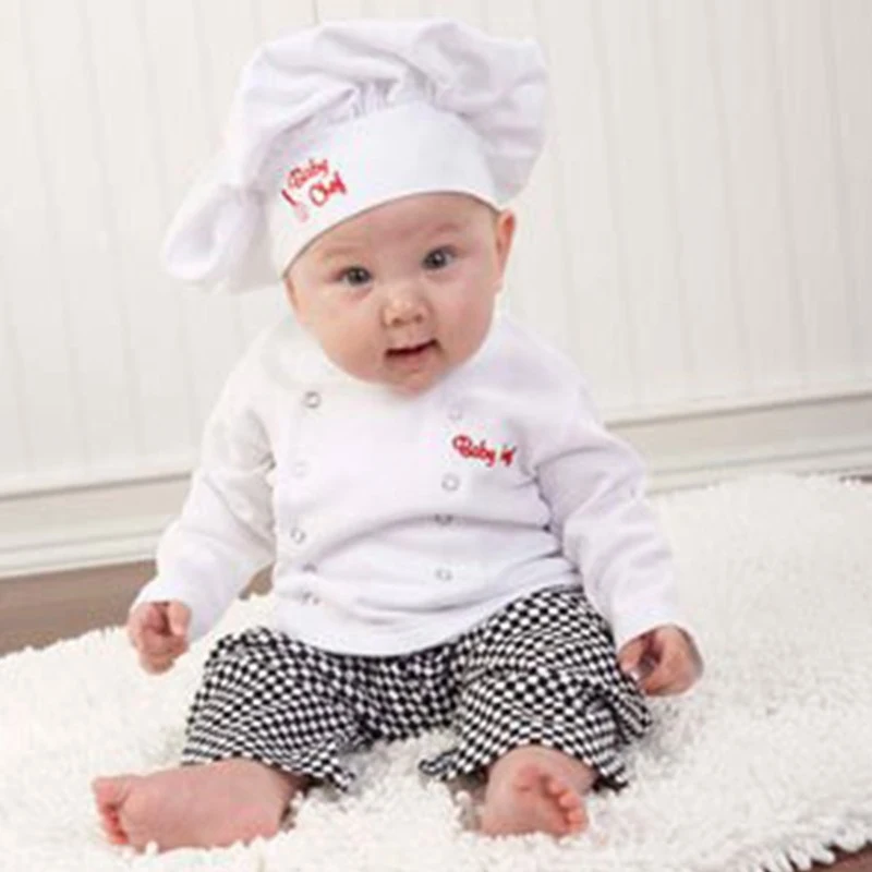Baby Boy Cook Chef Outfit Shirt Pants Hat Party Fancy Costume Halloween Carnival 