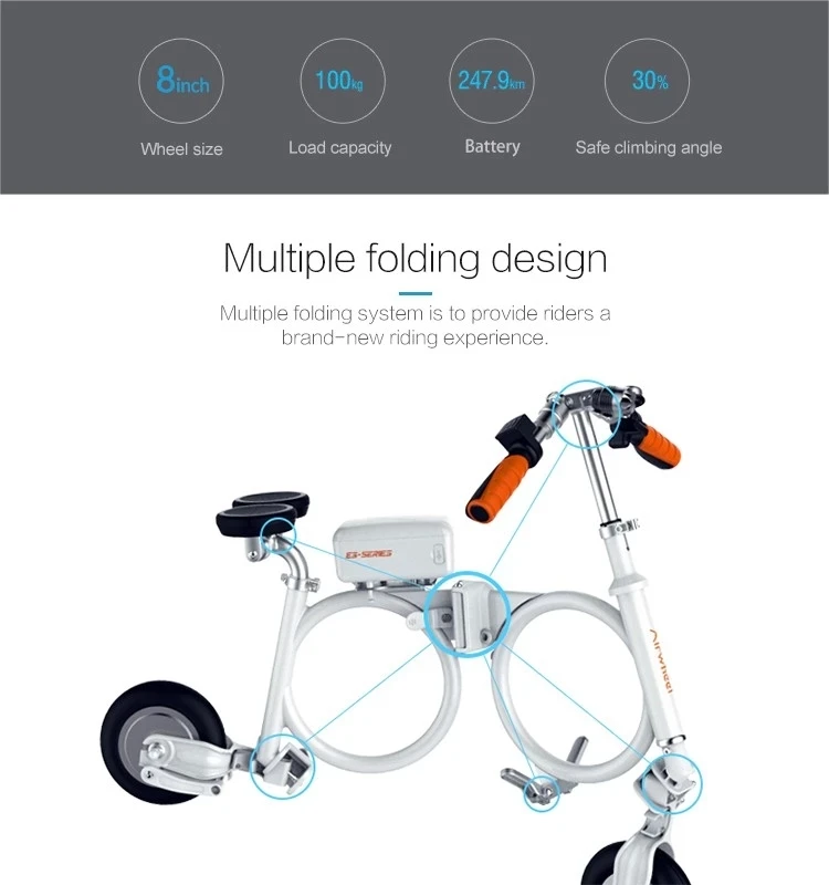 AIRWHEEL E3 Electric Scooter the Ultimate Compact Folding e-Bike with Carrying Bag