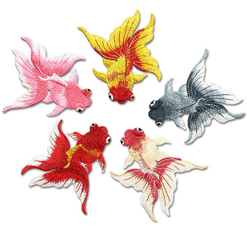 Download Goldfish Animal Fish Embroidered Patches Chinese Ethnic ...