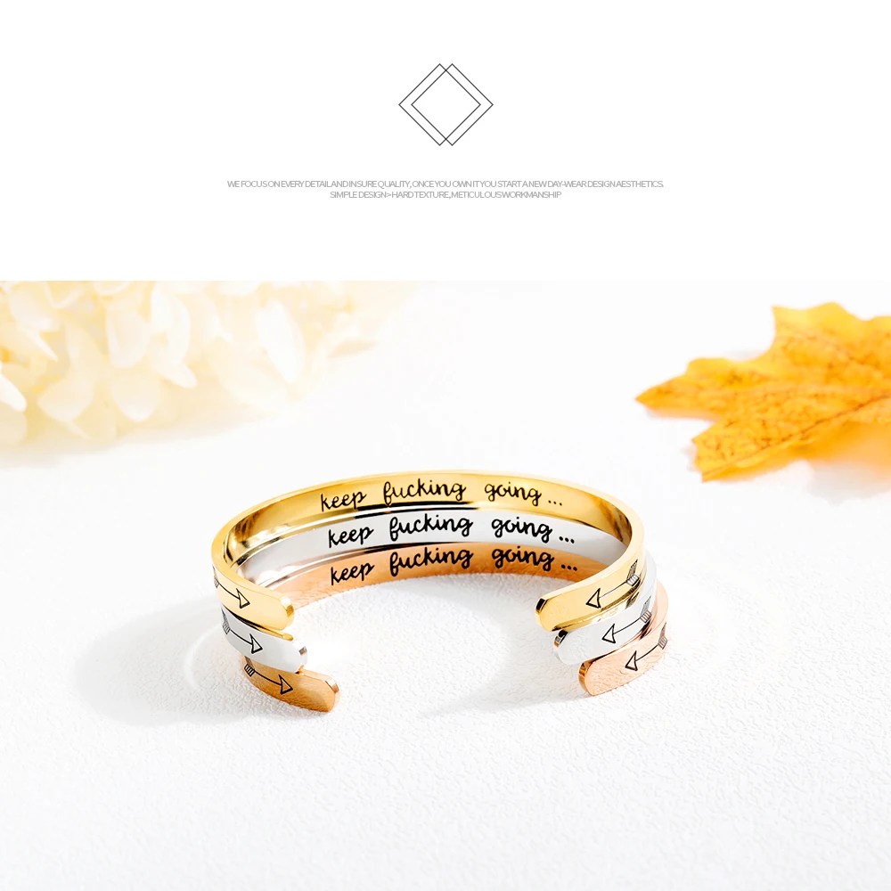 

Custom Inspirational Lovers Cuff Bracelet Bangle Gold Tone Hidden Arrows Hand Stamped Free Engraving