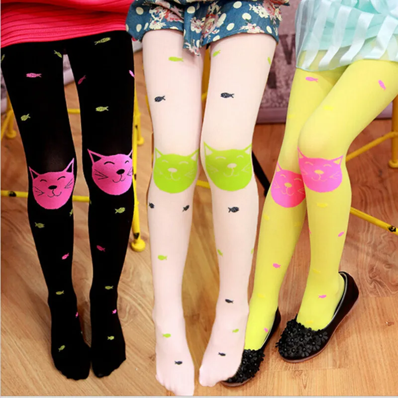 1 пара бархатные колготки для девочек с рисунком кошки и рыбы|kids tights|designer kids tightsgirl
