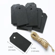 Placa de madeira preta, placa-negro de madeira para pendurar etiquetas de preço, papelaria, notificação e escrita com corda, 10 peças