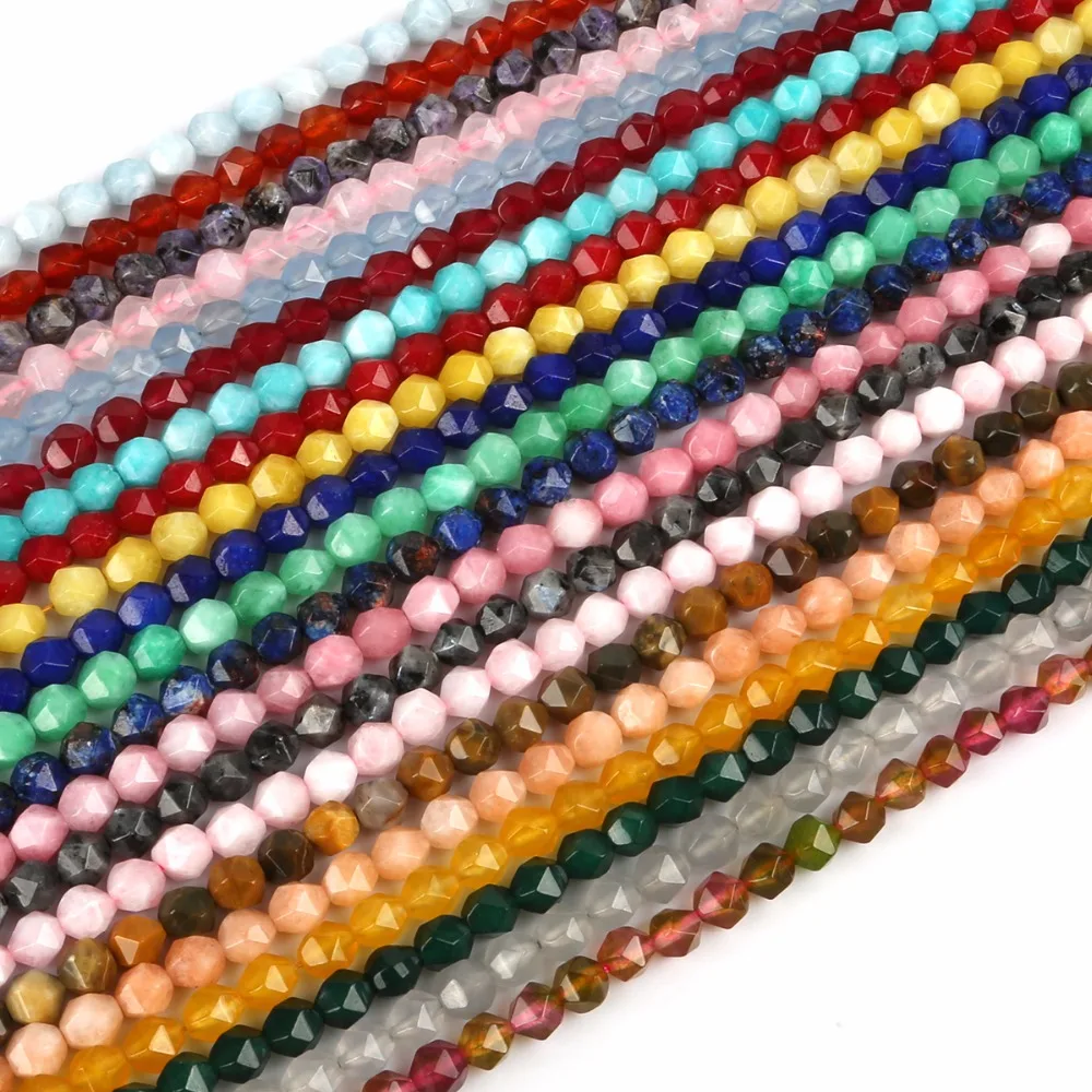 Natural Stone Beads 8mm Multicolor Faceted Jasped Beads Crystal Pink