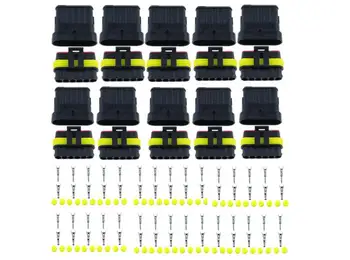

10 sets Kit 6P 6Pins Way AMP 1.5 Super seal Waterproof Electrical automotive Wire Connector Plug for car Motorcycle