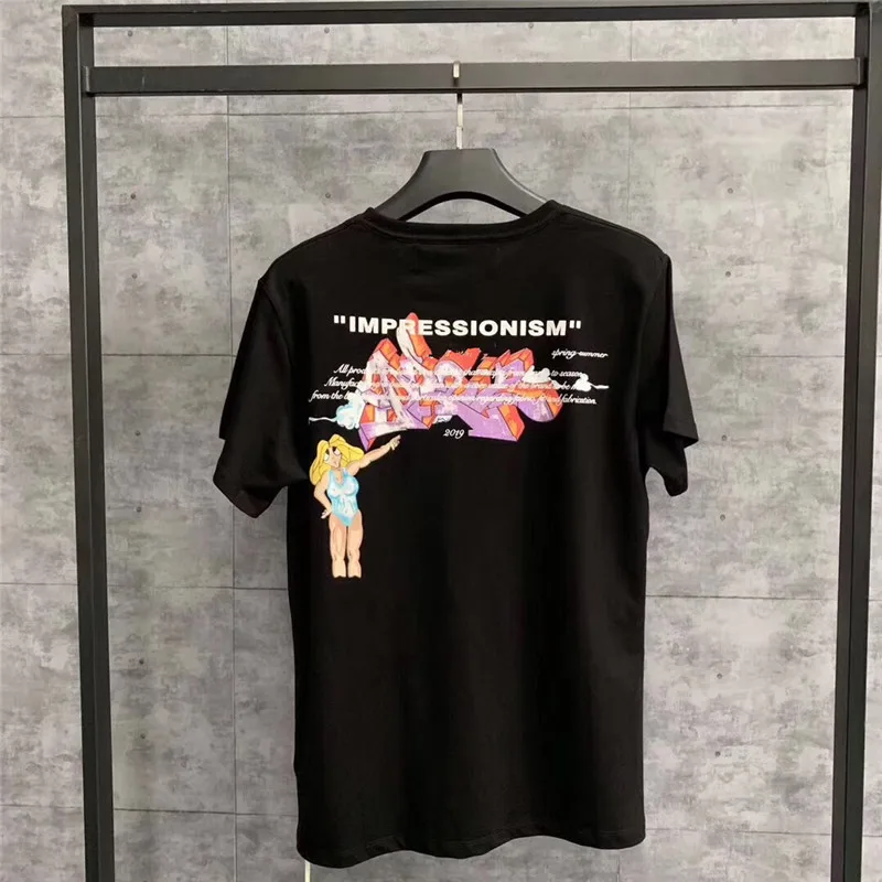 

19ss Impressionism Cartoon girl T-shirt Men Women 1:1 High Quality T shirt