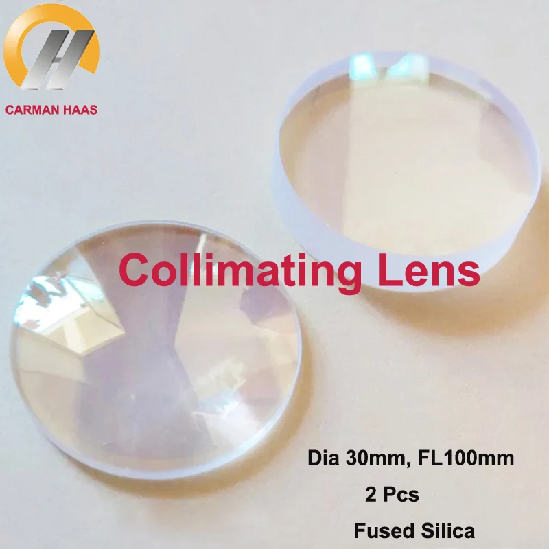 

CARMANHAAS Spherical Collimating Lens 2 Pcs Dia.30mm FL. 100mm Fused Silica for RAYTOOL 1.5KW Fiber Laser 1064nm Lens Ball