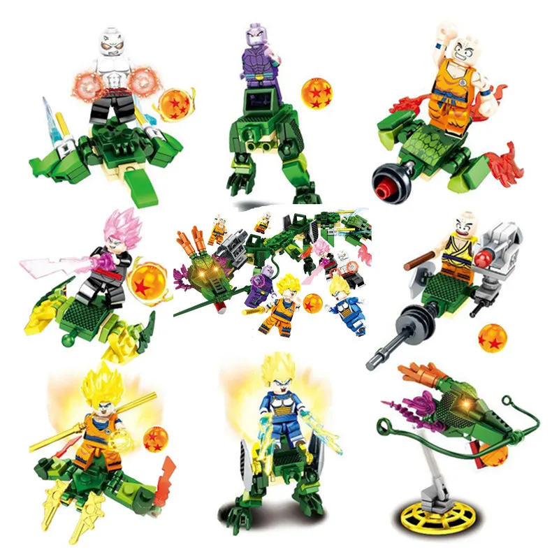 

8pcs Dragon Ball Super 8 in 1 summoned Sun Wukong Vegeta Klinji even spelled into the building blocks Compatible with legoing