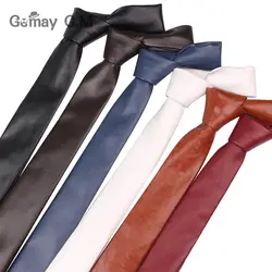 Новый из искусственной кожи Галстуки для мужчин повседневное PU галстуки модные однотонные s
