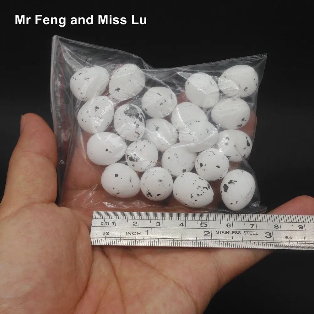 

1.9 cm 20 pcs White Color Foam Material Fake Bird Egg Simulation Model Toy