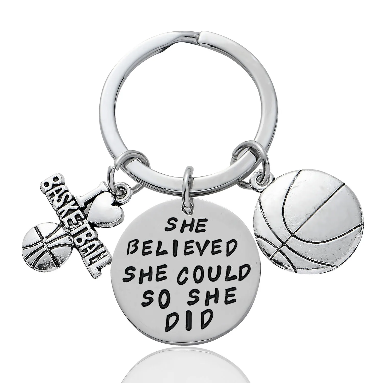 

12PC Wholesale Basketball She Believed She Could So She Did Keyring Inspiration Women Girls Keychain Family Friends Gifts Charm