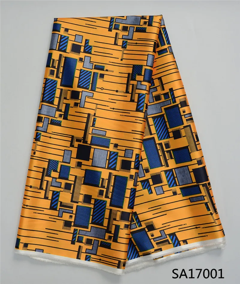 Новейшая атласная шелковая ткань с цифровой печатью, африканская восковая ткань, Экологичная атласная шелковая ткань для одежды SA17003
