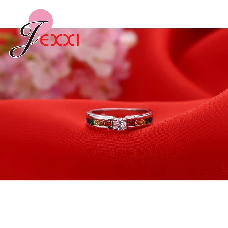 PATICO Design Elegant Colorful CZ Crystal Engagement Wedding Rings 925 Silver Fashion Jewerly Ring For Party Size 7/8/9