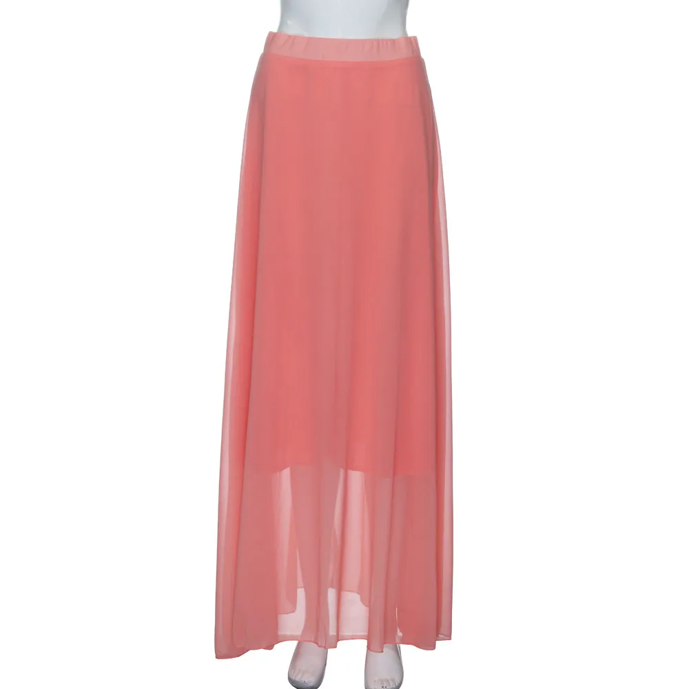 CHAMSGEND женские шифоновые тянущиеся макси юбки с высокой талией расклешенное плиссированное платье с коротким и широким подолом длинная юбка прямая поставка 1M8