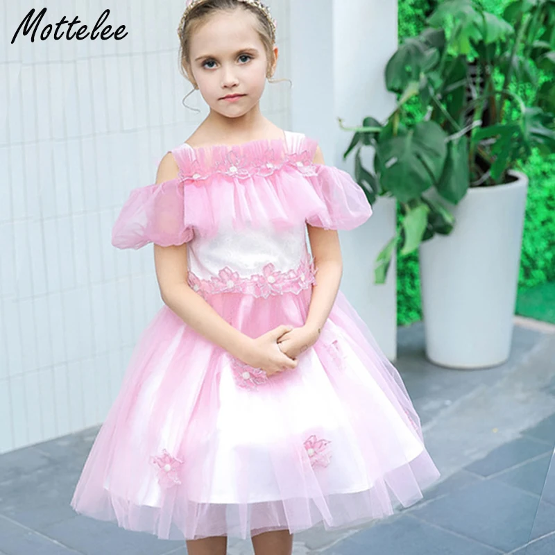 Mottelee Girls Party Dress Elegant Kids Flower Princess Dresses Off