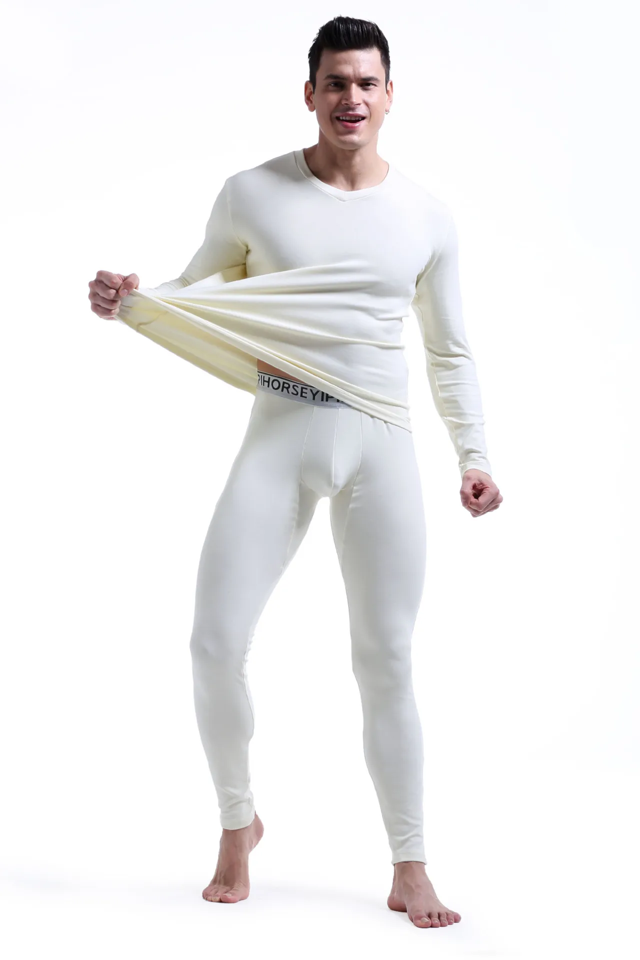 Europe men Winter Warm Long Johns set thickening heating man cold suit men's wind proof bottoming trousers and shirts