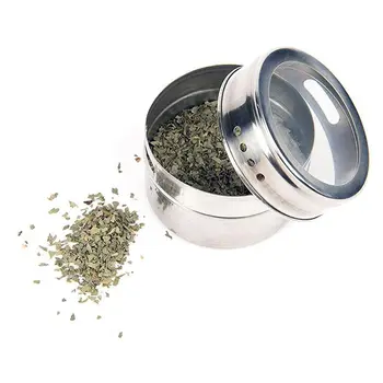 

12pcs/set Clear Lid Magnetic Spice Tin Jar Stainless Steel Spice Sauce Storage Container Jars Kitchen Condiment Holder Housewa