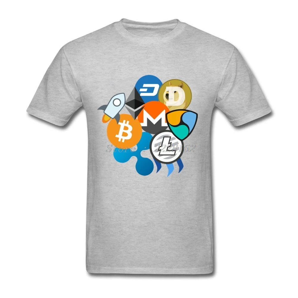 Fit Formal T Shirt Editor Ethereum Litecoin Tees with Bitcoin Ripple Mens DIY T-Shirt