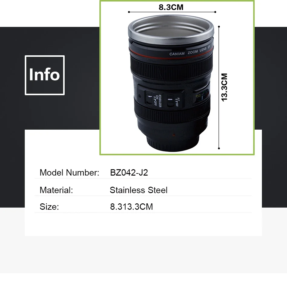 400 мл нержавеющая сталь кружка линза от фотоаппарата с крышкой новые фантастические кофейные кружки чайная чашка новые подарки Caneca Lente чашки Посуда для напитков